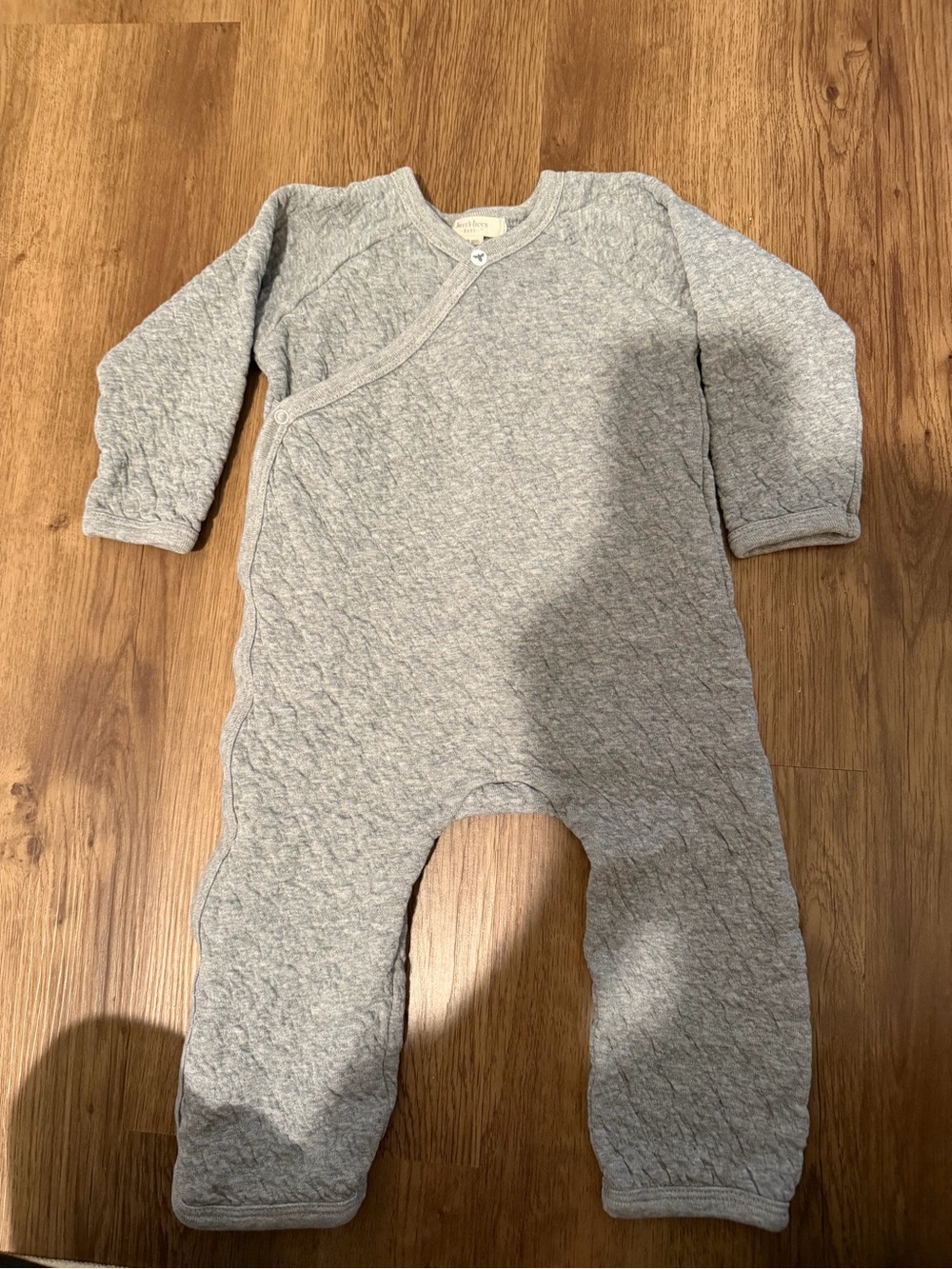 Burt's Bees Quilted Light Gray Baby Footie One-Piece